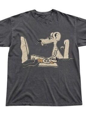 Mouse Working On Computer Graphic Gray  Gildan T-shirt